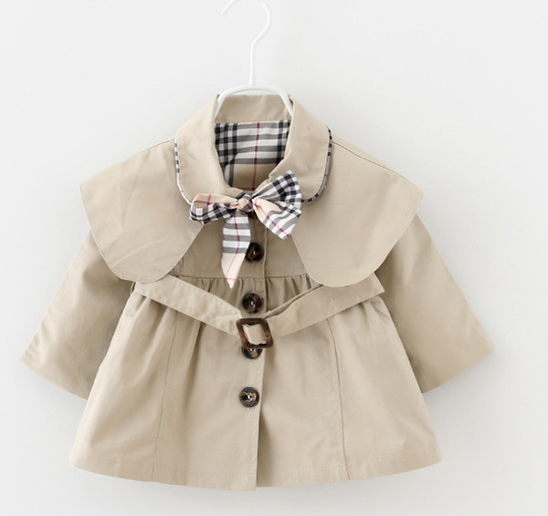 newfashion clothe New Baby Toddler girls spring lapel Waistband Windbreaker Coat Outerwear Jacket baby girl clothes free shipping