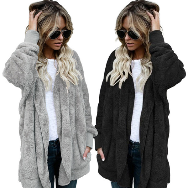 2018L ong plush warm cotton clothes for girls in autumn and winter Wear a coat on both sides Fur imitation coat