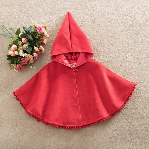New Arrival Baby Kids Toddler Red Warm Hooded Cape Cloak Poncho Coat Hoodie Jacket Outwear In Four Pieces (80-110) Free DHL