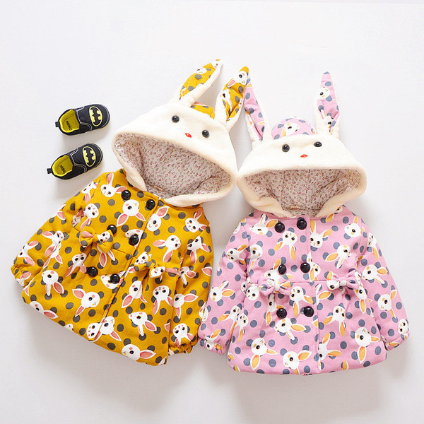 baby girl jackets parkas clothes winter cartoon rabbit hooded warm outerwear infant toddler thermal clothing parka B11