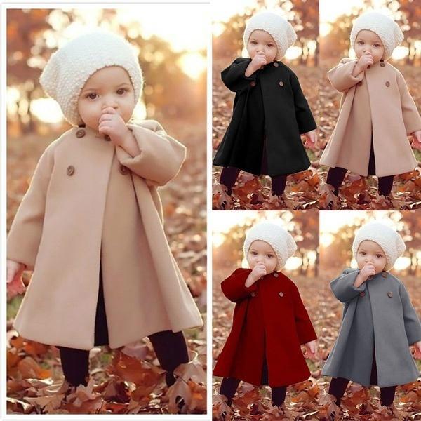 Baby Girls Fashion Autumn and Winter Outwear Cloak Winter Button Jaket Warm Coat