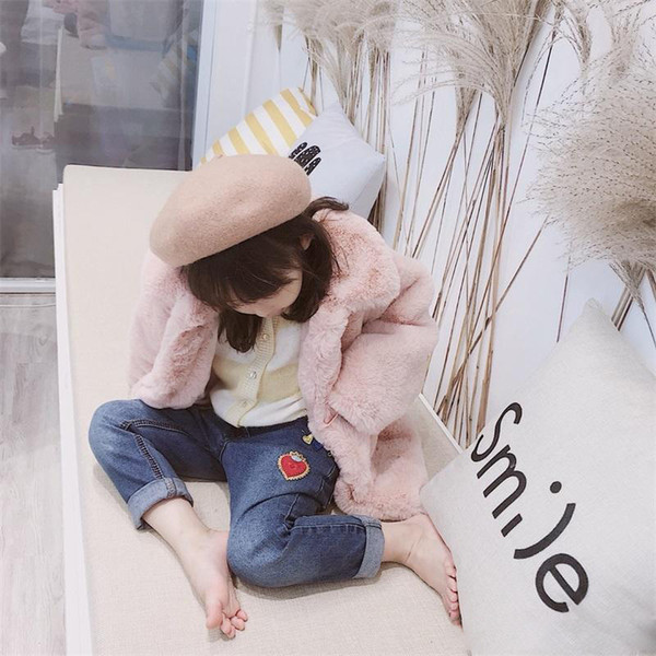2 Color Warm Children Outerwear Kid Rainbow Unicorn Coat Winter Overcoat Artificial Rabbit Hair Fur Thicken High Quality