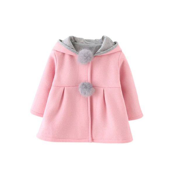 Winter Spring Baby Girls Long Sleeve Coat Jacket Rabbit Ear Hoodie Casual Outerwear
