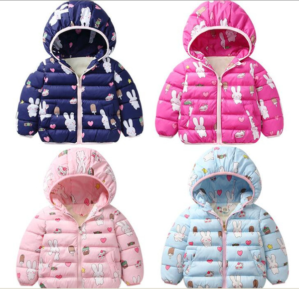 Kids Down Coat Boys Winter Hooded Outerwear Girl Long Sleeve Overcoat Ski Wear Down Jacket Designer Clothes Warm Rabbit Print Clothes