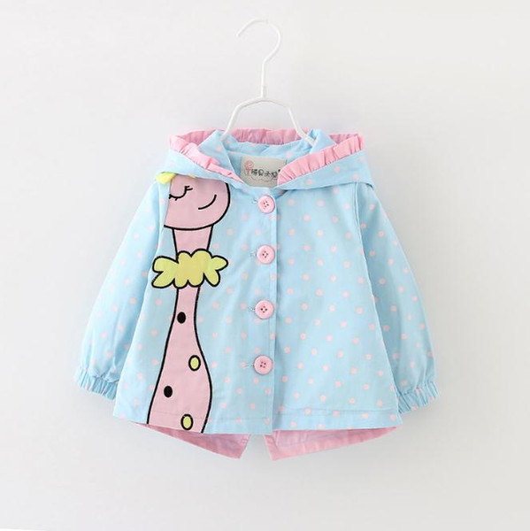 Spring Kids Girls Coats Clothing Baby Girls Fashion Cartoon Dots Hooded Trench Outwea Coats 6-36 months