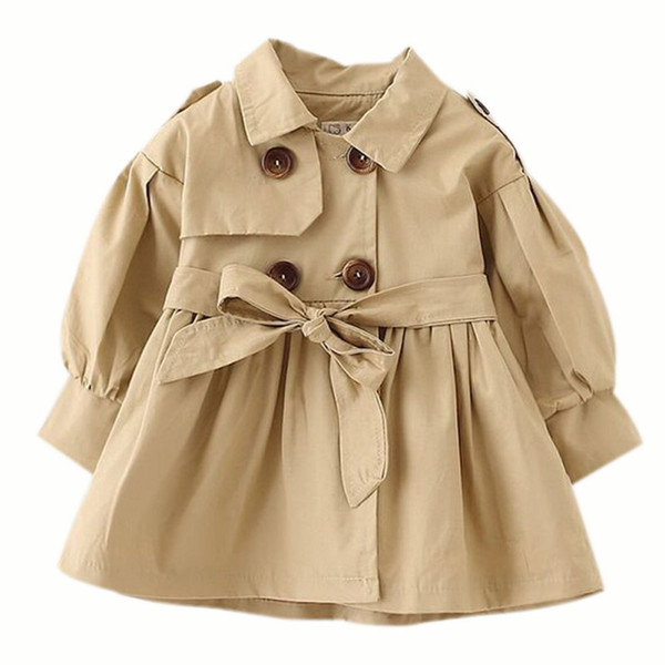 1-4Y Baby Girls Coat Trench Spring Autumn Tops Kids Trench Jacket Outerwear & Coat Children Clothing Long Sleeve Trenches