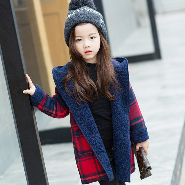 Baby & Kids Clothing Winter new children's clothing girls Korean plaid lamb fur coat children fleece jacket