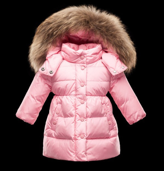 2 colours Girls down coats with fur hoody MO ENFANT JUSTIN down jackets children down coats