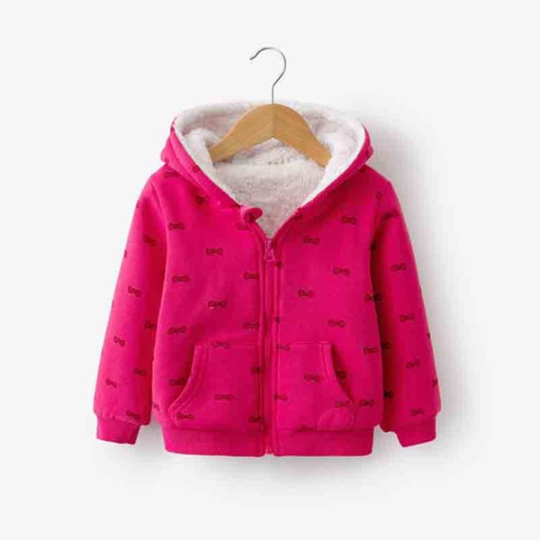 good quality autumn winter girl coats 2019 new printing long sleeve hooded cotton outerwear plus velvet thickening girl wam top