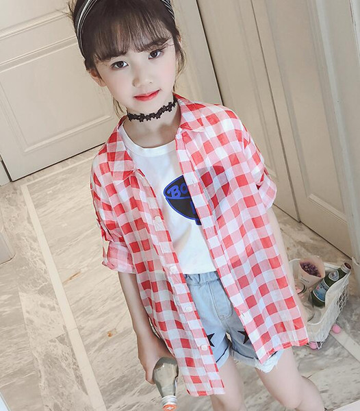 child clothing Girls summer clothes children clothing coat banana plaid sun protection clothing children summer coat