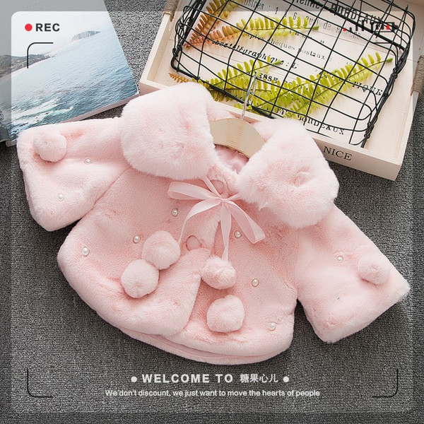 Children Girl Vest Coat 2018 winter thickening Turn Down Collar Fashion Version style rabbit hair New coat