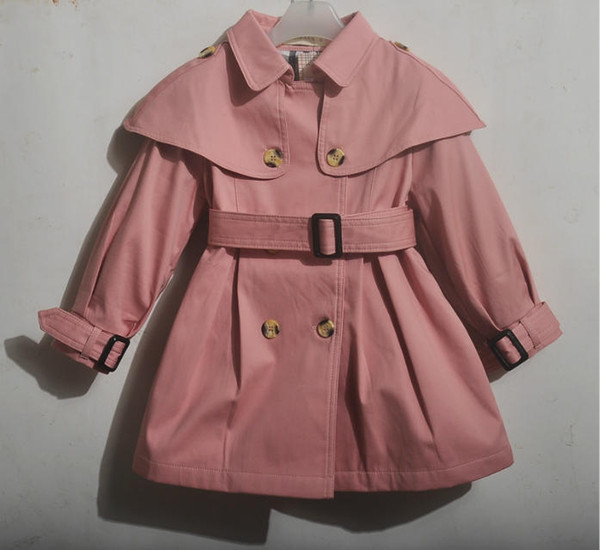 Girl Loose OverCoat 2018 New Pattern Wind Proof Classic Pure Cotton Children Doule Row Buckle Windbreaker Fashion Popular Kids Winter Coats