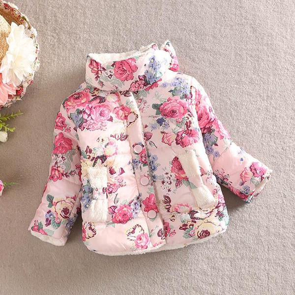 girls warm coat 2018 new baby winter long sleeve flower jacket children cotton-padded clothes kids christmas outwear a-061 F55