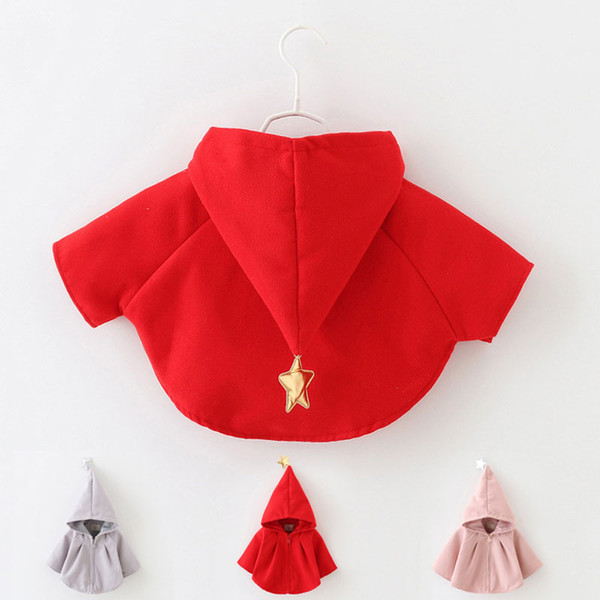 Baby Kids Clothing Outwear coat 2018 winter Christmas Girl coats caputium Hoodie for girls batwing sleeve woolen overcoat jackets Poncho