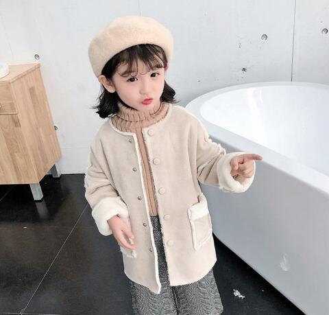 Children's wear new winter girl's mid length Korean version plus fluffy overcoat children's woolen coat