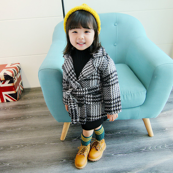 Girl Autumn Winter Woolen coat New 2017 Fashion Baby Girls Wool blazer Coat Jacket Children Outwear romantic black trench Coat