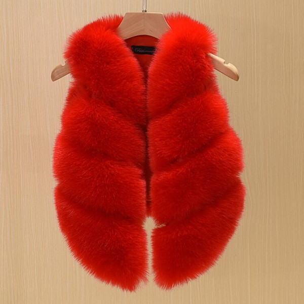 Fashion Children Simple Faux Fur Waistcoats Girls Fake Fox Fur Vests Girl Thickening Warm Waistcoat 12 Colors