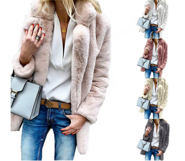 Women Sherpa Coat Winter Thick Fleece OL overCoat Turn-down Collar Plus Size Street Outwear Jacket Cardigans Fashion Fuzzy Coats gifts NEW