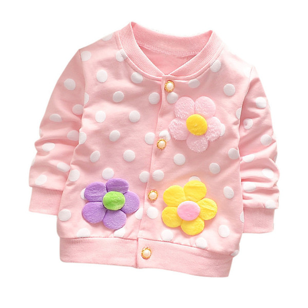 Autumn Kids Coat For Girls Toddler Kids Baby Gril Long Sleeve Dot Flower Thin Coat Tops Open Stitch Outerwear Kids Clothes S18#F