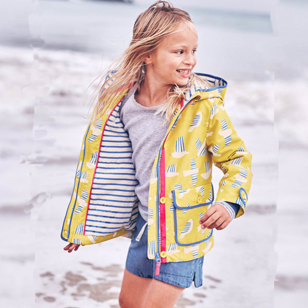 Kidsalon Baby Girl Windbreaker Coats Winter Hooded 2017 Brand Kids Jackets Girls Clothes Bird Printed Children Outerwear 8Years