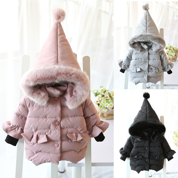 New Fashion Infant Baby Toddler Kids Girls Long Sleeve Fur Hoodie Hooded Jacket Coat Outwear 3 Colors 5 Size