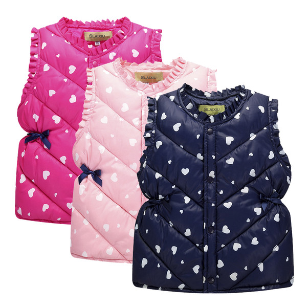 Cute Print Children's Vests Girls Seeveless Outerwear Jackets Cotton Warm Kids Vest For 3-8Years Girl Waistcoat Children Clothes