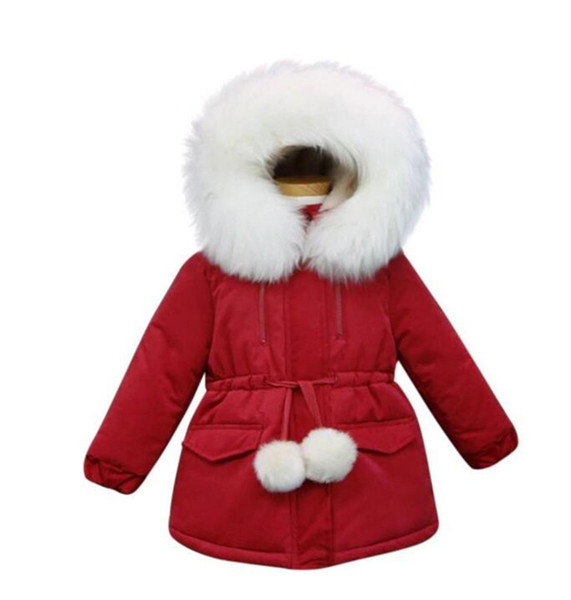 2019 New children Hooded Thick coat Winter girls Long Sleeve Outwear kids Fur collar jacket B11