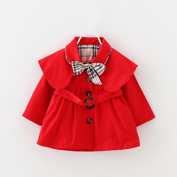 New Baby Toddler girls spring lapel Waistband Windbreaker Coat Outerwear Jacket baby girl clothes 2018 hot fashion clothe free shipping
