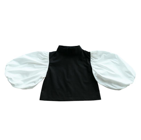 Baby girls Puff sleeve black shirts spring autumn new cotton cute tops for children toddler blouses kids outerwear ws1092 T200229