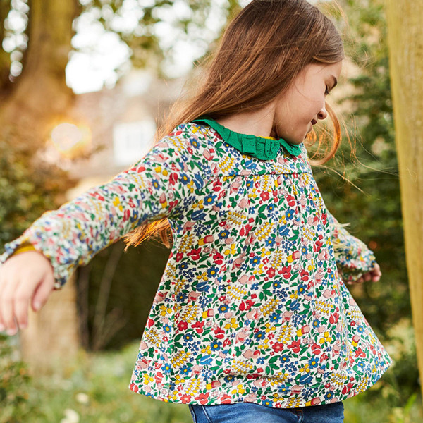 Little maven children brand baby girl clothes 2019 autumn new girls cotton t shirt long sleeve flower print tops 51550 T200228