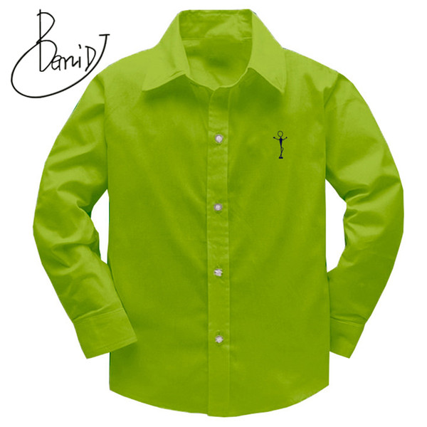 Boys Shirts 2018 Children's Top Clothing Unisex Shirts 100% Cotton Solid Kids Long-Sleeved Geometric Boys Girls Shirts 100-160cm T200229