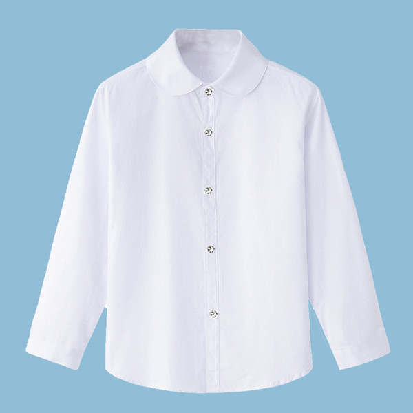 Girls White Shirts for Students Uniform Long Sleeve Solid 100% Cotton Blouse Teenagers School Clothes 8 10 12 14 Years Vestidos T200229