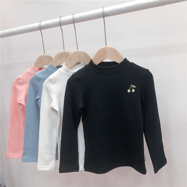 2019 BP Style Black&Pink Long Sleeve t shirt Brand shirt for Kids Base Shirt Autumn Cherry Pattern Brand Clothes for Girl Kids T200228