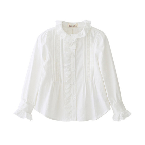 Children Girls Shirt Cotton Spring Autumn Girls Blouses Long-sleeved White Kids Shirts For Girls 3-11Y RT339 T200229