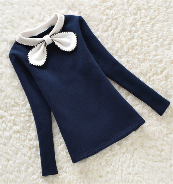 2016 Autumn Girls Blouse Children Clothing Cute Bow Child Shirt Cotton Long Sleeve Shirt Kids Clothes 4 Colors Age 2-16T 1584 T200229