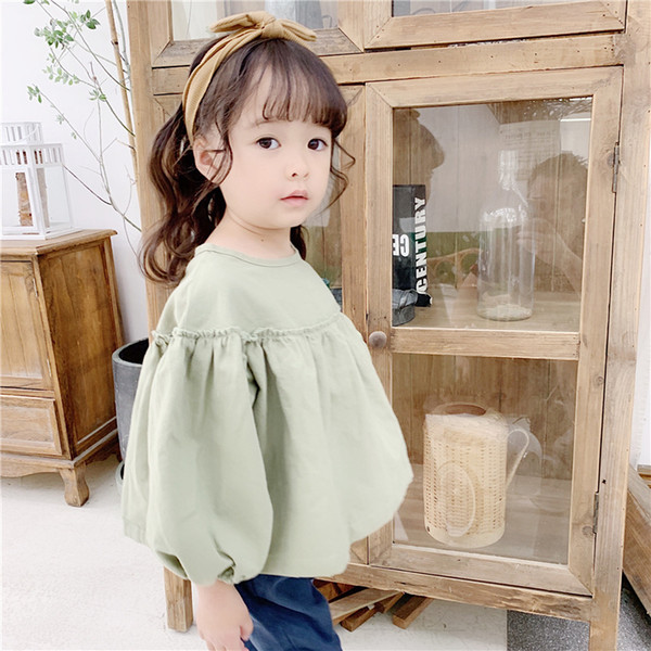 Korean style fashion girls cute long sleeve doll blouses 1-5 years baby girl pure cotton loose Tops clothes T200229