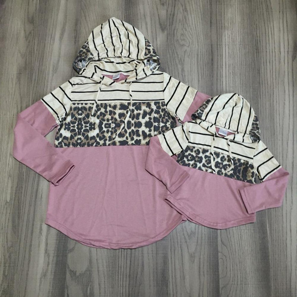 mom and me clothes baby girls leopard print 3 parts hoodie mum and daughter cotton clothes T200228