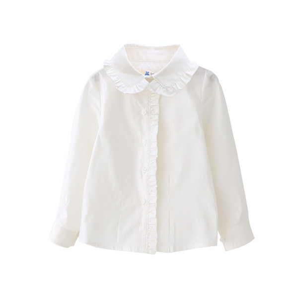 Students White Shirts For Girls School Uniforms Cotton Turn-Down Collar Blouses Girls Cotton Blouses Autumn Teenage Kids Clothes T200229