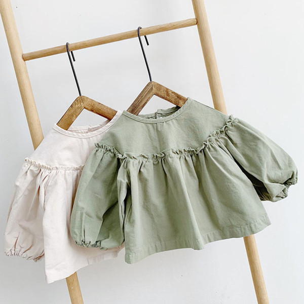 Fashion Pure Cotton Girls Clothes Baby Girls Shirts 1-5 Year Old Children Spring Autumn O-Neck Coat Long Sleeved T-Shirt T200228
