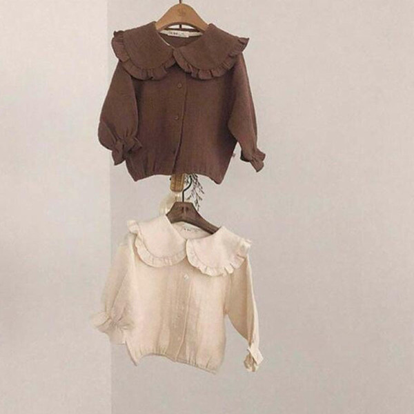 MILANCEL 2020 spring girls clothes linen blouse for girls peter pan collar girls shirt T200229