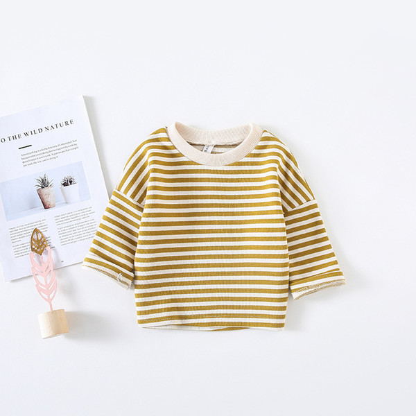 new Spring Toddlers Kids Cotton Tees Striped Casual Baby Girls T shirts Children Tops for Girls Clothes 9m-4y T200228