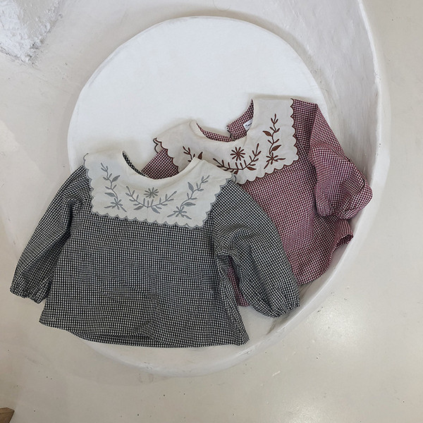New 2020 Spring Baby Girls Blouses Korean Style Floral Embroidery Cute Long Sleeve Kids Tops Toddlers Children Shirts T200229