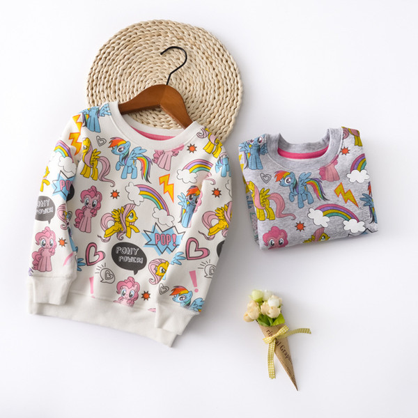 High Quality Kids Pony Long Sleeve T Shirt for Girls Spring Winter Cartoon My Little Full Printing Children Fleece Sweatshirt T200228