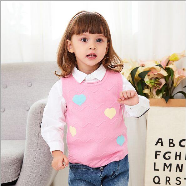 Woolen Waistcoat O neck Children's clothing autumn winter new sweater girl knitted vest sweater love fashion 95-135cm