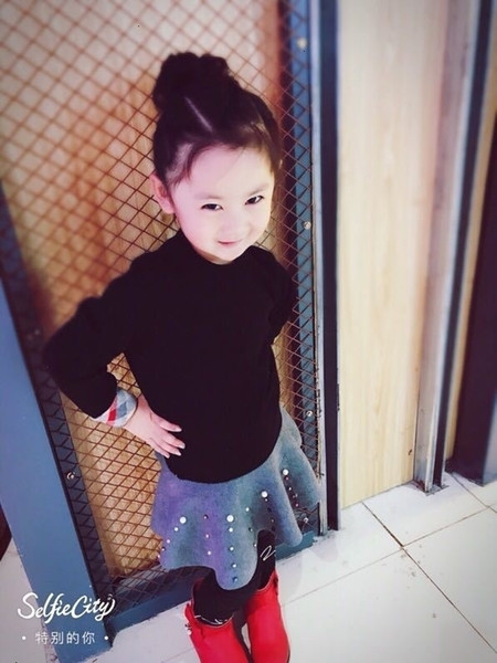 parent-child sweater Girl fashion kids costume cute solid color long-sleeved pullover