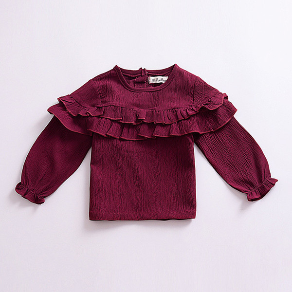 Kids Sweater Baby Clothes 2019 Boys Girls Pullover Hoody Solid Color Falbala Long Sleeve T-shirts Children Kids Clothing New Q452