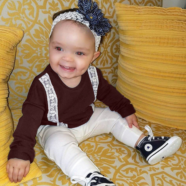 Kids Sweater Baby Clothes Boys Girls 2019 Pullover Hoody Solid Color Lace Long Sleeve T-shirts Children Kids Clothing New Q465