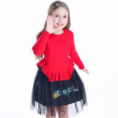 Girl Dress Childrens Wear New Autumn Winter High Grade Quality Girl Sweater Two Piece Wool Dress Suit 2019 Hot