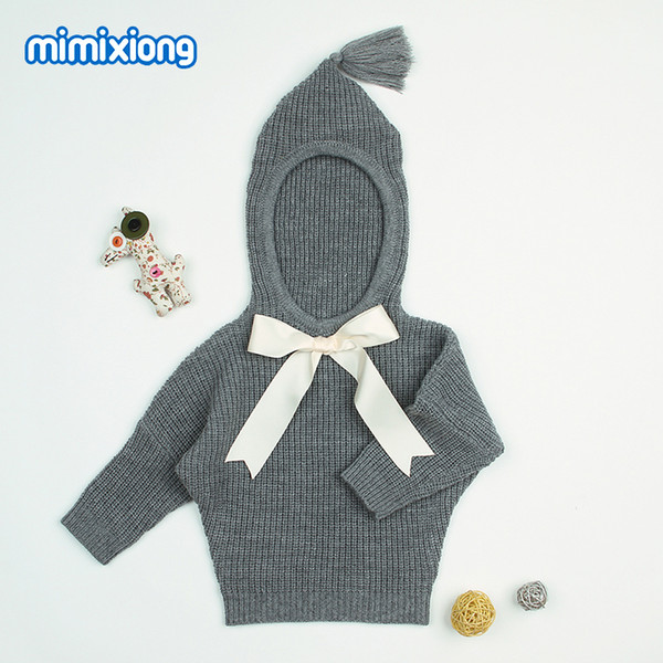 Grey Hooded Designer Sweater for Toddler Girl Autumn Newborn Baby Sweaters Clothes Casual Infant Knitting Jumper Kids Cardigans