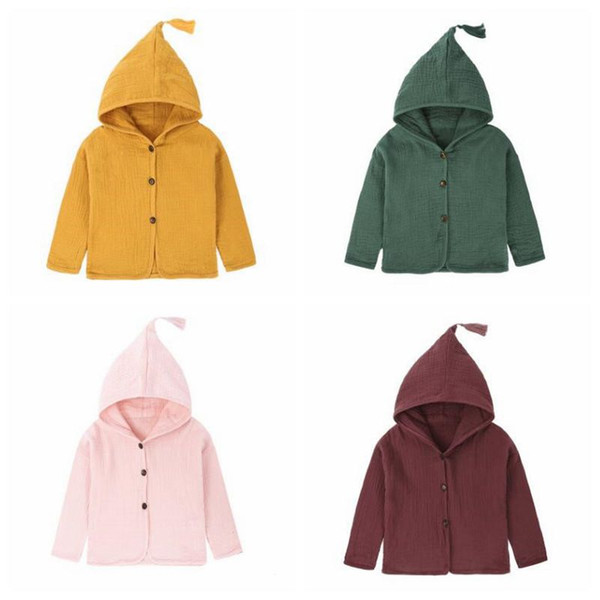 Baby Girls Clothes INS Tassel Hooded Coat Kids Solid Cardigan Fashion Casual Hoodies Outerwear Outwear Child Cotton Long Sleeve Tops B6702